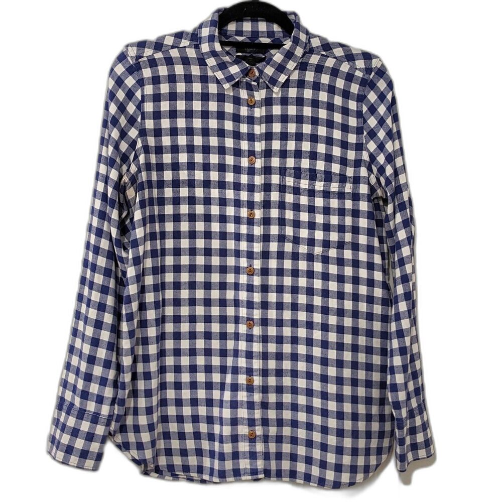 J.CREW "Boy" Button Down Gingham Plaid Soft Flannel Shirt, Size 6/8